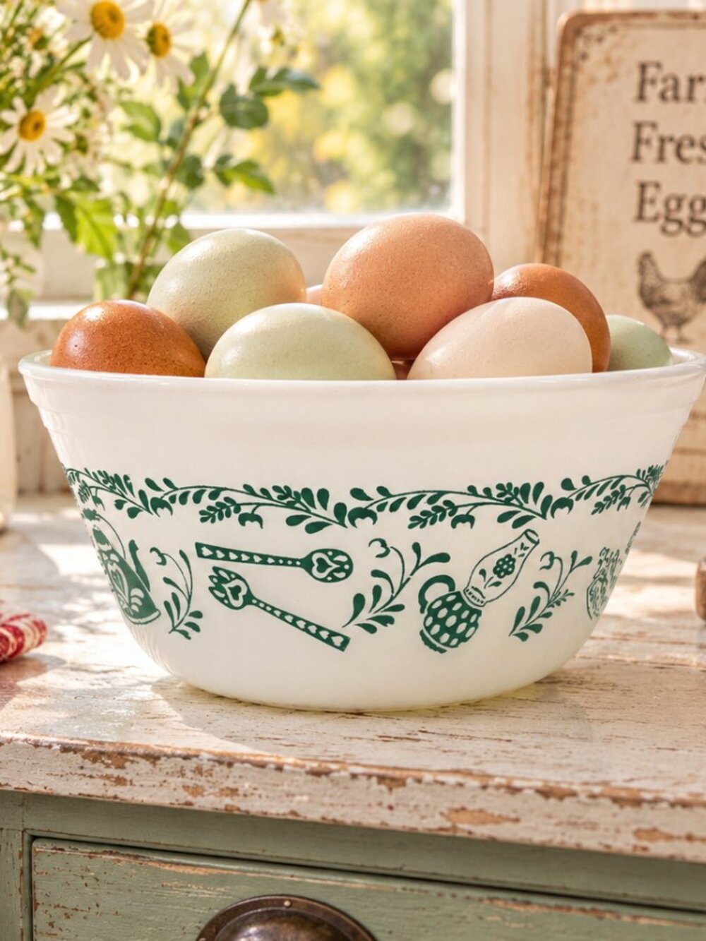 Vintage 1950s Federal Milk Glass Kitchen Aid American Homestead Mixing Bowl 8